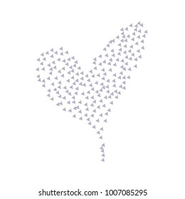 Big Heart Filled with Confetti in the Form of Triangles on White Background