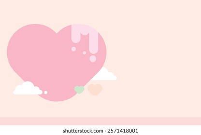 A big heart is floating. Light orange background. Illustration vector.