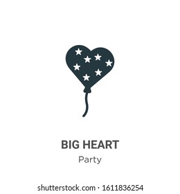 Big heart glyph icon vector on white background. Flat vector big heart icon symbol sign from modern party collection for mobile concept and web apps design.