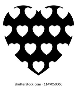 
Big heart having smaller hearts inside, all over, valentine heart icon 
