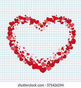Big heart with hearts on the checked paper. Eps 10 vector file.