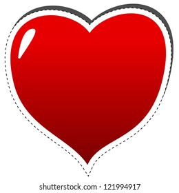 Big heart icon in the form of a sticker