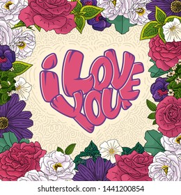 Big heart with lettering - Love you forever, typography poster for Valentines Day, cards, prints. Vector illustration