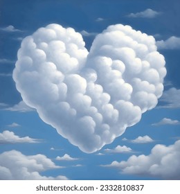 Big heart made of clouds against the sky.