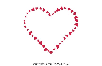 Big heart made of hearts. A big heart consisting of red hearts. The background is white. Vector illustration EPS10.