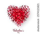 A big heart made of many small red hearts. Valentine's Day background. Vector illustration design for greeting cards, banner, poster, and template.