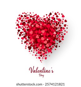 A big heart made of many small red hearts. Valentine's Day background. Vector illustration design for greeting cards, banner, poster, and template.
