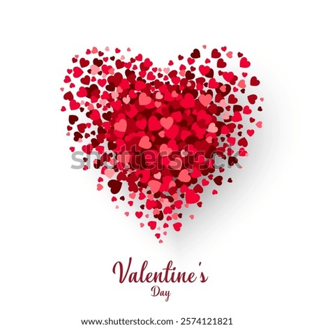 A big heart made of many small red hearts. Valentine's Day background. Vector illustration design for greeting cards, banner, poster, and template.