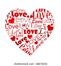 Big Heart Made Various Love Worlds Stock Vector (Royalty Free) 68674252 ...