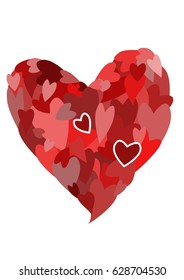 Big heart from many little red hearts
