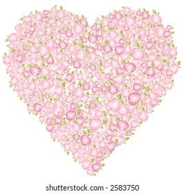Big heart with many roses