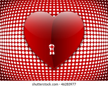 Big heart on halftone background