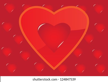 The big heart on a red background