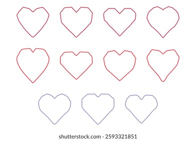 Big Heart Outline Icon Set