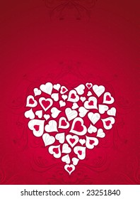 big  heart over red background, vector illustration