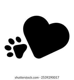 Big heart with paw print footprint