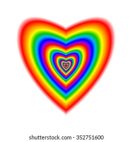 Big heart in rainbow colors on white background