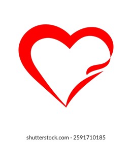 Big heart. Red heart in the form of a ribbon. A love card. Vector. Illustration