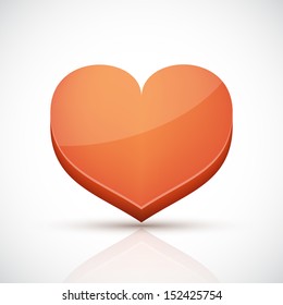 Big Heart with shadow. Vector illustrration.