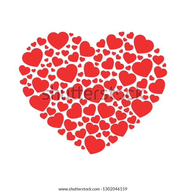 Big Heart Shape Filled Small Hearts Stock Vector (Royalty Free) 1302046159