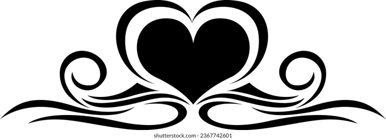 Big heart tattoo, tattoo illustration, vector on a white background.