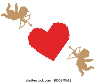 big heart two cupids and love