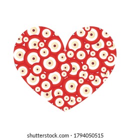 big heart vector with small evil eyes inside - love card 