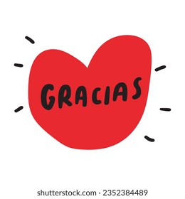 Big heart with word - Gracias. Vector design. Lettering.