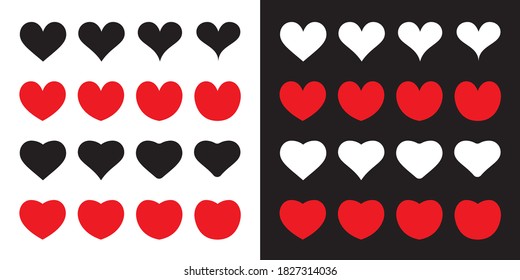 Big Hearts Icons Set. St. Valentines Day, February. Can be used for medicine or fitness theme.