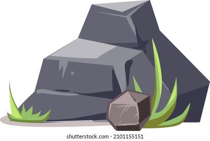 Big heavy rock. Natural stone formation in cartoon style