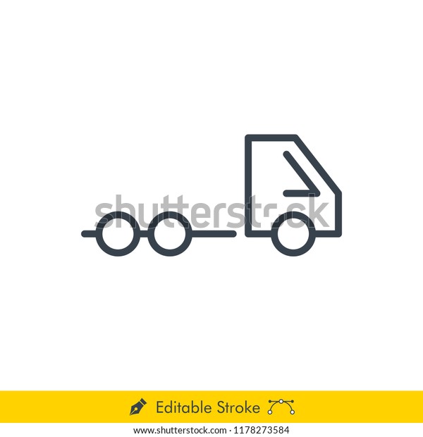 Big Heavy Truck (Big Rigs) Icon / Vector - In Line\
/ Stroke Design