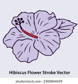 big hibiscus flower stroke vector