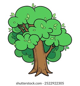 Big high deciduous tree isolated on white background. Image produced without the use of any form of AI software at any stage.