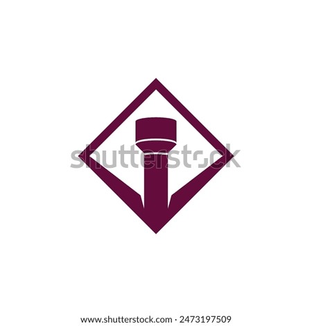 Big high water tower, architecture water tank building logo.