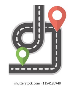 
A big highway along with pin pointers displaying road pointers icon
