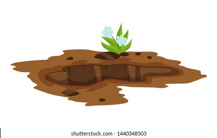 A Big Hole the Ground illustration. Ground works digging of sand coal waste rock and gravel illustration.