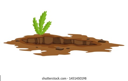 A Big Hole the Ground illustration. Ground works digging of sand coal waste rock and gravel illustration.