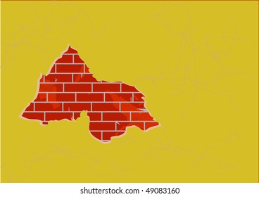 The big hole in a wall with a bricklaying