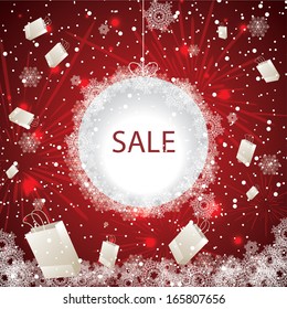 Big holiday sale with fireworks and snowflakes 