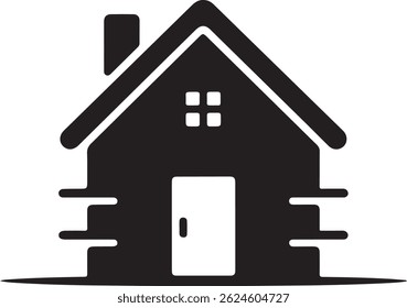 A big home with plants icon silhouette on white background