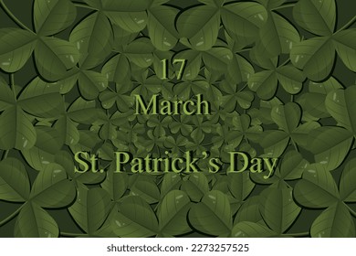 Big horizontal banner with green clover in cut out paper style.