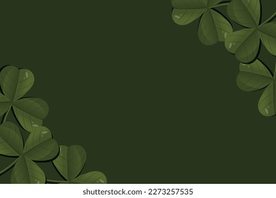 Big horizontal banner with green clover in cut out paper style and copy space