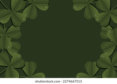 Big horizontal banner with green clover in cut out paper style and copy space