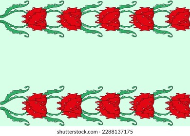 Gran banner horizontal con tulipanes de primavera. Hermoso fondo de flores de verano con textura fluida. Afiche de botánica creativa con espacio para copiar.