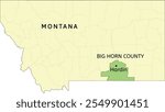 Big Horn County and city of Hardin location on Montana state map