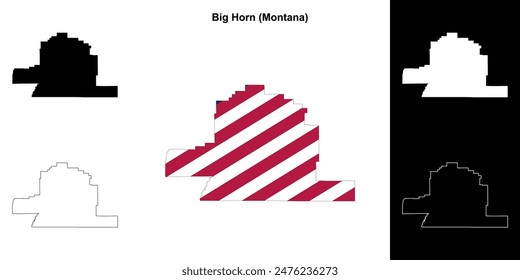 Big Horn County (Montana) outline map set