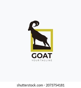 big horn goat on the box logo. silhouette goat logo isolated on white background