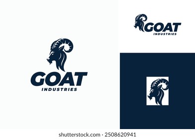 Big Horn Sheep Ram o Mountain Male Goat Head Silueta para la vida silvestre o Aries Capricornio diseño de logotipo