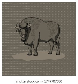 Un gran bisonte de cuerno. Ilustración del vector