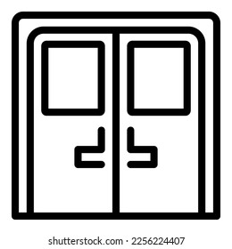 Big hospital door icon outline vector. Front design. Wall office